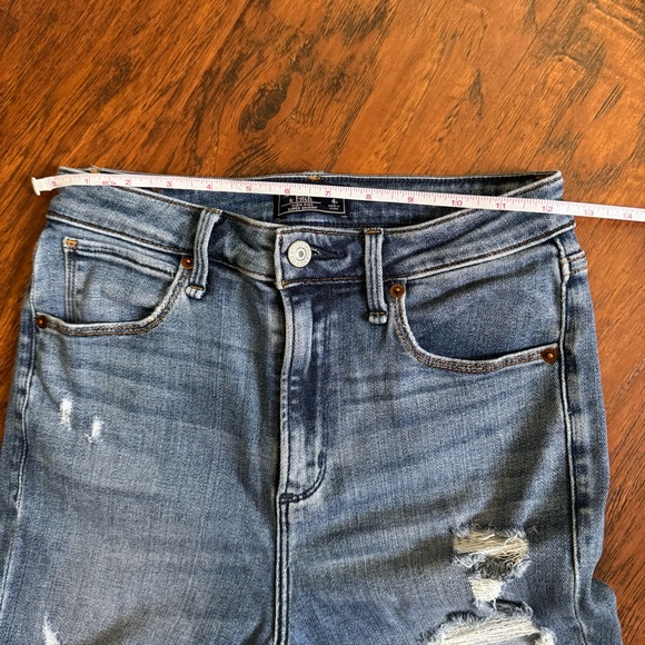 Abercrombie & Fitch Jeans Women's Sz 4 High Rise Skinny Blue Stretch Distressed - Picture 4 of 7